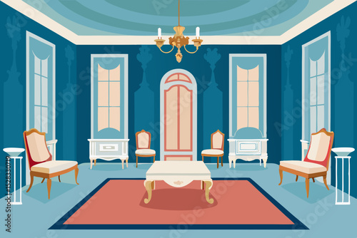 Luxury Parisian Flat Cartoon Animation Background Vector illustration