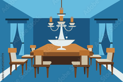 Yacht Dining Room Cartoon Animation Background Vector illustration