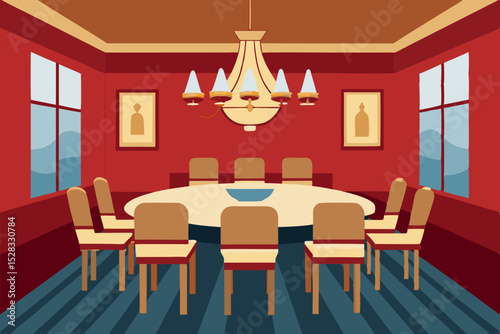 Luxury Yacht Dining Cartoon Animation Background Vector illustration