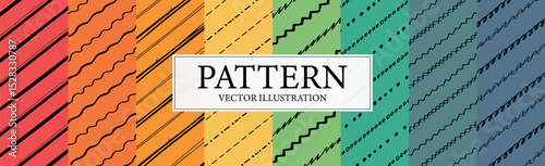 Assembly of seamless patterns, abstract shapes - Vector illustration