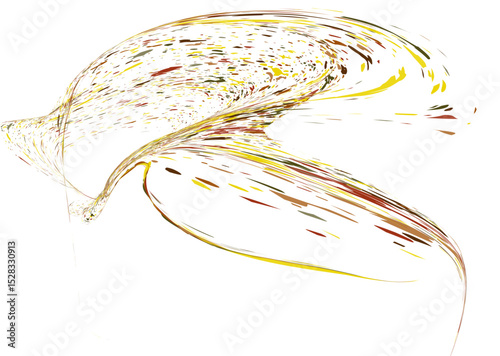Strokes and splashes in different directions of multi-colored paint on a white background. Multi-colored dust particles and debris, paint splashes, strokes are carried away by the wind