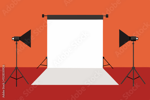Photo Studio Setup Cartoon Animation Background Vector illustration