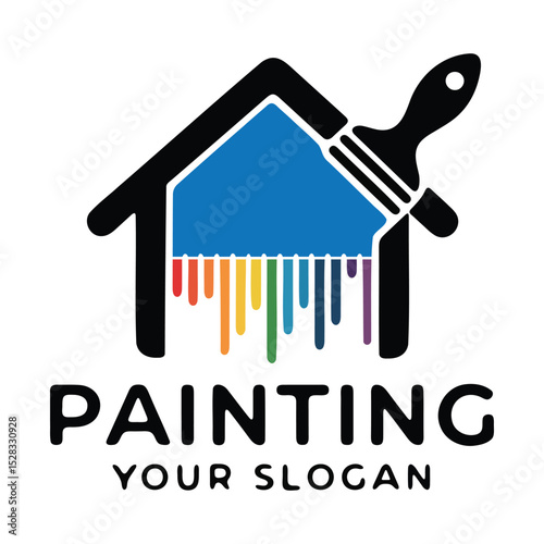 Rainbow paint pouring silhouette