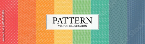 Assembly of seamless patterns, abstract shapes - Vector illustration