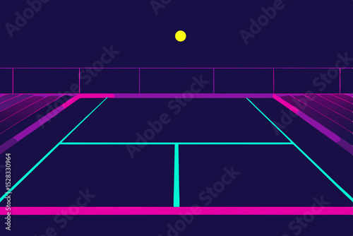 Futuristic Tennis Court Cartoon Animation Background Vector illustration