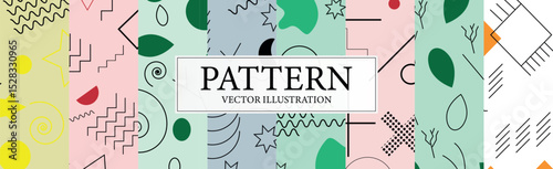 Assembly of seamless patterns, abstract shapes - Vector illustration