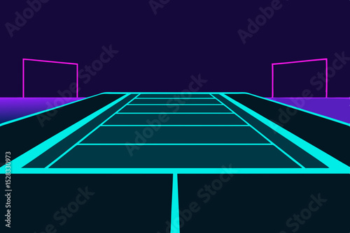 Neon Tennis Court Cartoon Animation Background Vector illustration