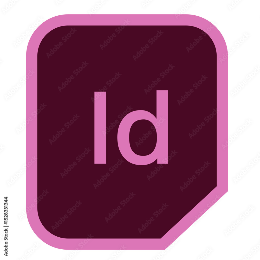 Illustration of the adobe indesign logo with rounded corners and pink and maroon color scheme used