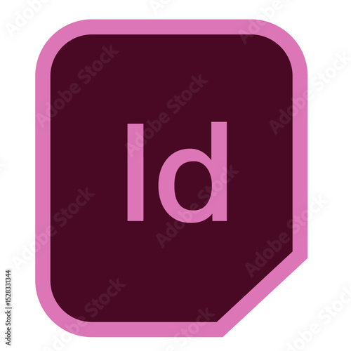 Illustration of the adobe indesign logo with rounded corners and pink and maroon color scheme used