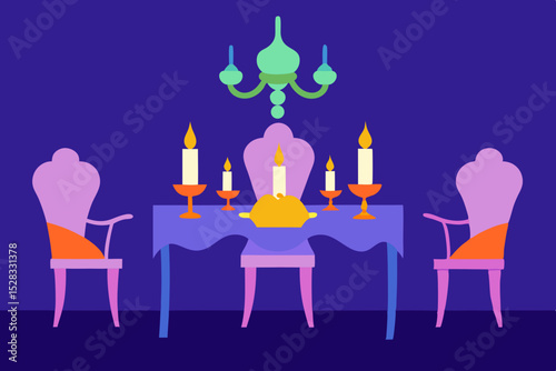 Whimsical Dining Room Cartoon Animation Background Vector illustration