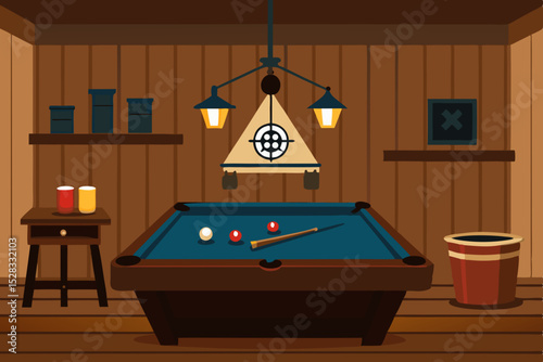 Billiards Game Room Cartoon Animation Background Vector illustration