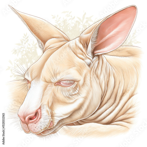 Kangaroo drawing art exhibit digital illustration creative studio close-up animal portraiture