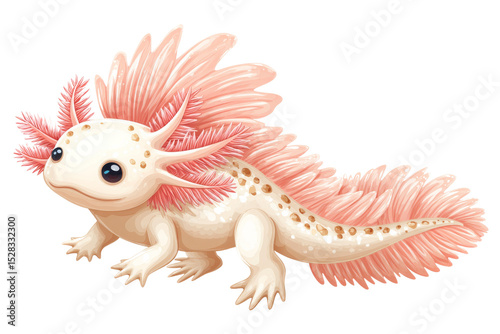 Captivating axolotl in natural habitat animal kingdom illustration aquatic environment close-up view unique species