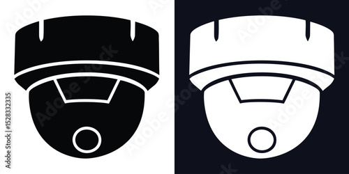 
Security camera icons in black and white, representing surveillance and safety, ideal for security system promotions and digital privacy concepts