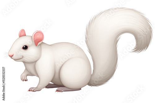Charming white squirrel in nature animal illustration playful environment artistic viewpoint