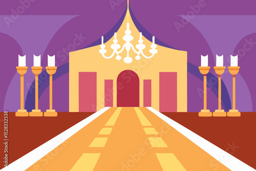 Ornate Ballroom Interior Cartoon Animation Background Vector illustration