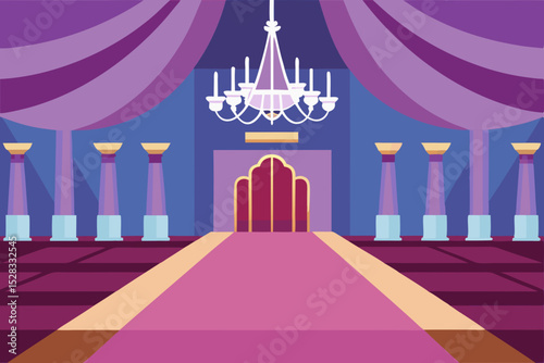 Luxurious Ballroom Cartoon Animation Background Vector illustration