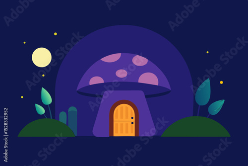 Mushroom Tavern Cartoon Animation Background Vector illustration