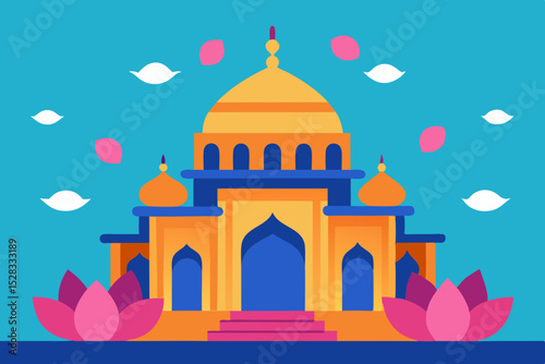 Indian Palace Cartoon Animation Background Vector illustration