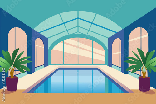 Stylish Indoor Pool Cartoon Animation Background Vector illustration