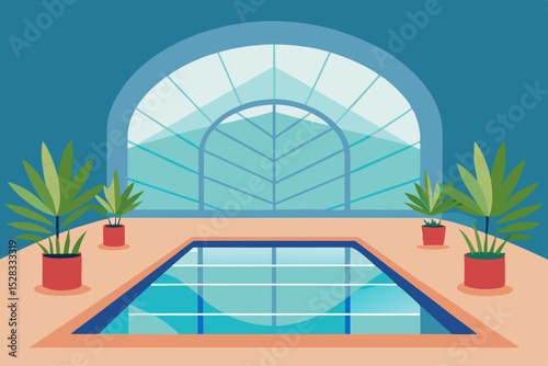 Luxury Indoor Pool Cartoon Animation Background Vector illustration