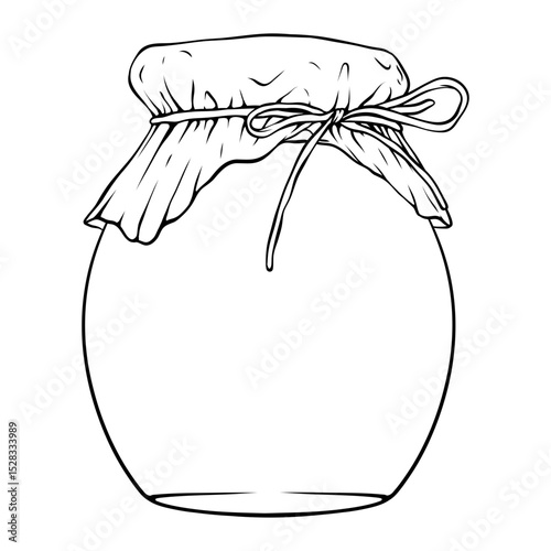 vector line art drawing illustration of a jam jar