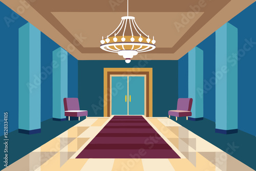 Stylish Hotel Lobby Cartoon Animation Background Vector illustration