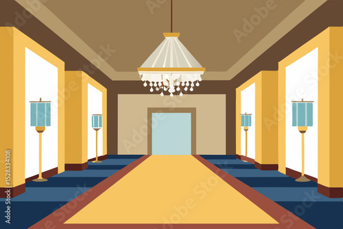 Elegant Hotel Lobby Cartoon Animation Background Vector illustration