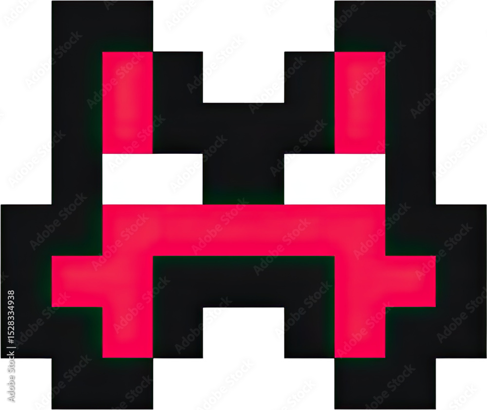 Obraz premium Pixelated red and white figure against a black background.