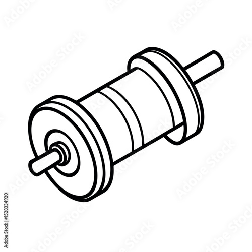 Thread Rolling Lathe Illustration Line Art Vector