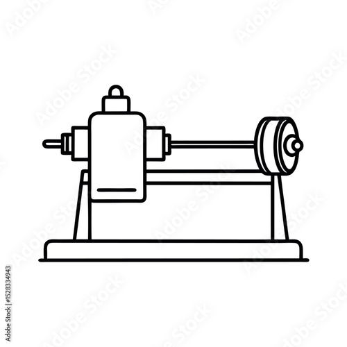 Thread Rolling Lathe Design Line Art Vector