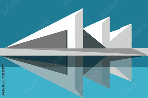 Geometric Concrete Building Cartoon Animation Background Vector illustration