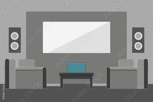 Minimalist Home Theater Cartoon Animation Background Vector illustration
