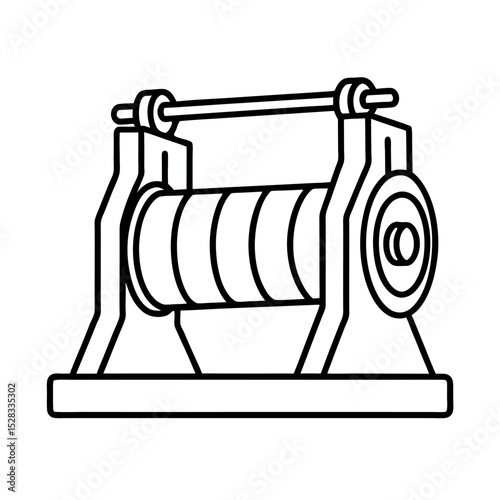 Thread Rolling Machine Illustration Line Art Vector
