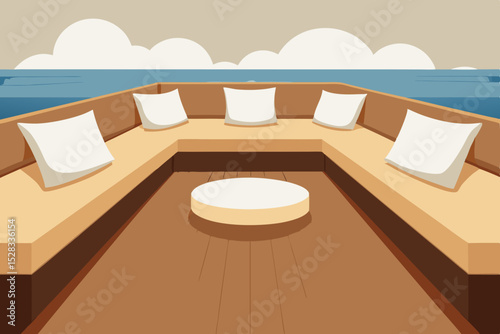 Boat Deck Lounge Cartoon Animation Background Vector illustration