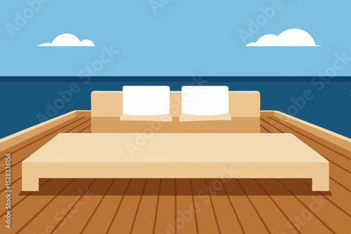 Yacht Deck Lounge Cartoon Animation Background Vector illustration