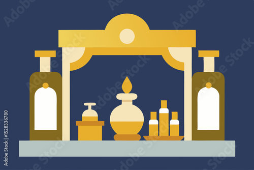 Luxurious Perfume Store Cartoon Animation Background Vector illustration