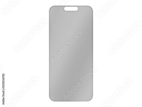 Phone screen. Phone protective glass. Transparent, shiny glass sheet. Transparent plastic panel. Glare and reflections on transparent surface. Mockup. Cut out