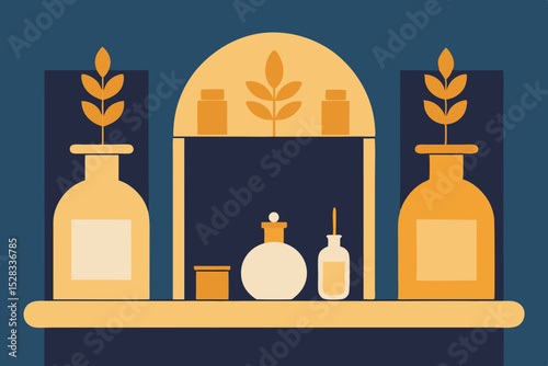 Elegant Perfume Shop Cartoon Animation Background Vector illustration
