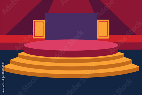 Empty TV Studio Stage Cartoon Animation Background Vector illustration