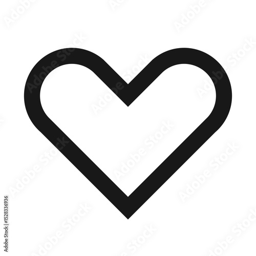 Illustration of a simple heart shape with a thick black outline against a white background plain design