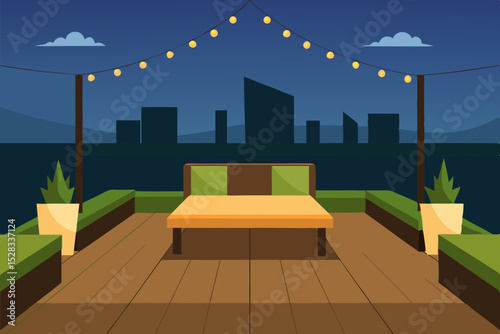 Urban Garden Terrace Cartoon Animation Background Vector illustration