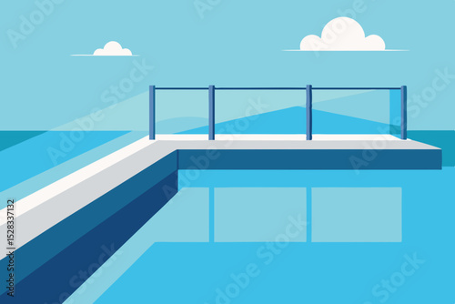 High-Rise Infinity Pool Cartoon Animation Background Vector illustration