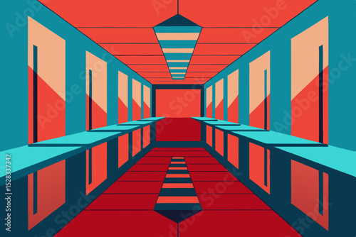 Infinite Mirror Room Cartoon Animation Background Vector illustration