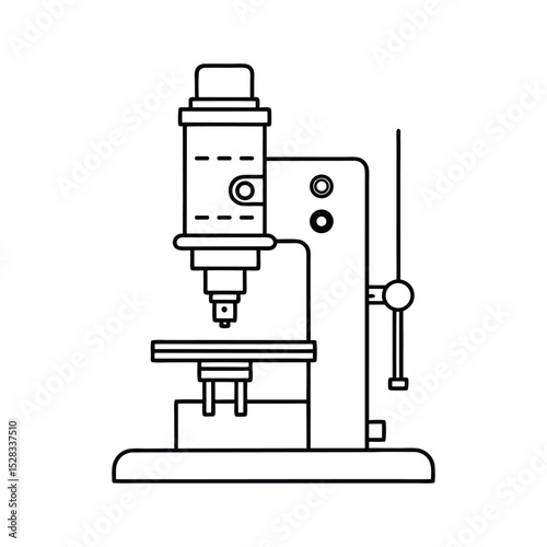 Vertical Milling Machine Drawing Line Art Vector