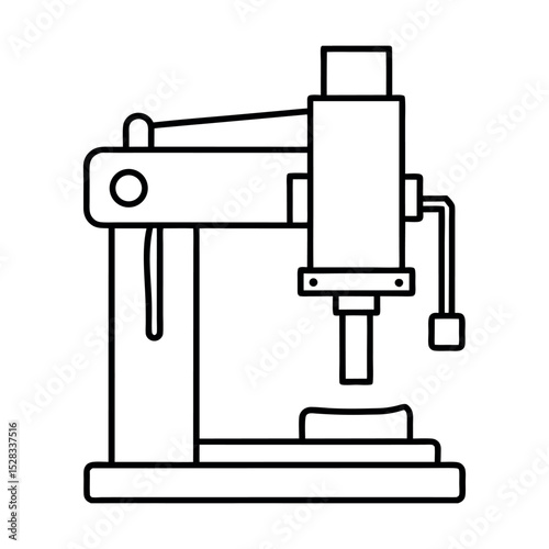 Vertical Milling Machine Illustration Line Art Vector