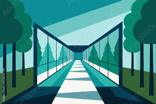 Futuristic Hallway Cartoon Animation Background Vector illustration