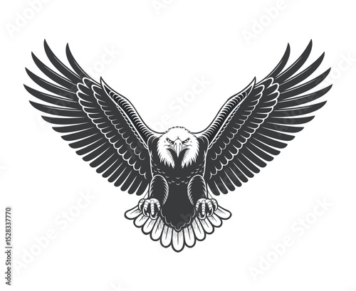 Majestic Eagle Vector Illustration with Open Wings Symbolizing Freedom and Power Perfect for Logos Emblems and Designs Requiring a Bold and Patriotic Touch
