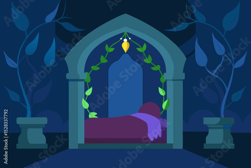 Fairytale Castle Interior Cartoon Animation Background Vector illustration