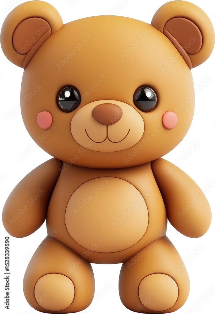 Fototapeta premium Cute teddy bear design with cartoon features.